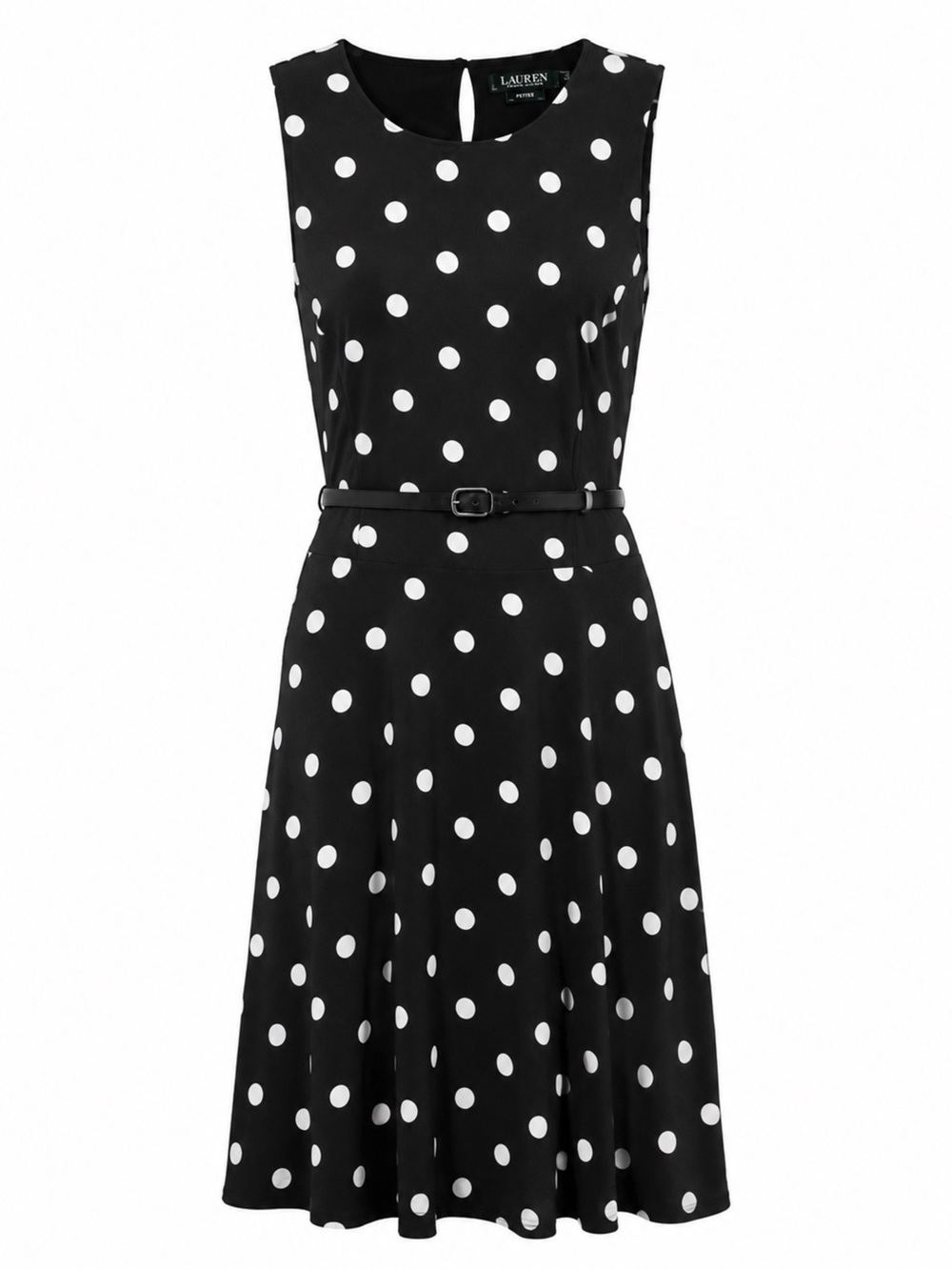 Lauren Ralph Lauren Black and White Polka Dot A-Line Dress
